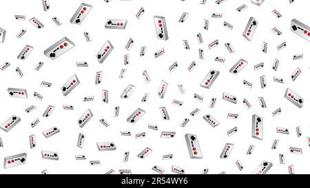 Seamless pattern of retro old hipster game consoles and joysticks texture from the 70s, 80s, 90s, 2000s, background. Stock Vector