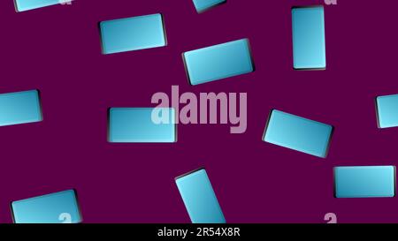 Endless seamless pattern of beautiful digital virtual virtual modern portable compact IT smart phones with a smartphone on a purple background. Vector Stock Vector