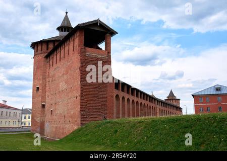 High old fortress wall made of red bricks Stock Photo