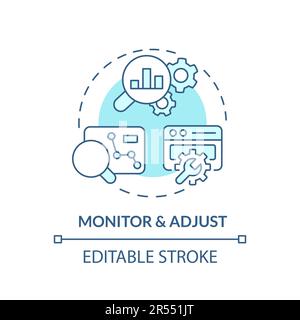 Monitor and adjust turquoise concept icon Stock Vector