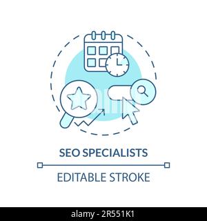 Seo specialists turquoise concept icon Stock Vector