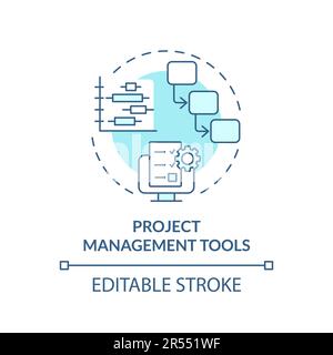 Project management tools turquoise concept icon Stock Vector