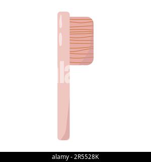 Hand-drawn vector pink bristle brush with a long handle isolated on white background Stock Vector