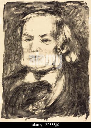 Richard Wagner (1813-1883), German Composer, lithographic portrait drawing print by Pierre Auguste Renoir, circa 1900 Stock Photo