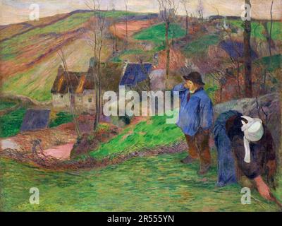 Paul Gauguin, Landscape of Brittany, painting 1888 Stock Photo