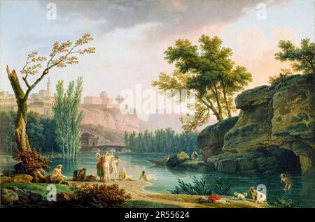Claude Joseph Vernet, Summer Evening, Landscape in Italy, painting 1773 Stock Photo