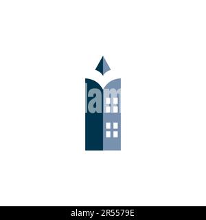 Pen City Logo concept combination Pen and City look simple and unique design Stock Vector