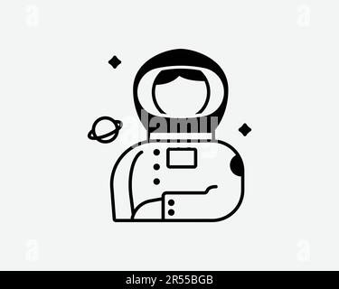 Astronaut Icon. Space Man Spaceman Science Cosmos Universe Galaxy Cosmonaut Suit Sign Symbol Black Artwork Graphic Illustration Clipart EPS Vector Stock Vector