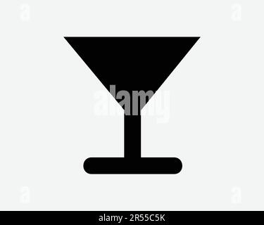 Cocktail Glass Icon. Alcohol Bar Martini Beverage Party Wine Cup Shape Margarita Sign Symbol Black Artwork Graphic Illustration Clipart EPS Vector Stock Vector