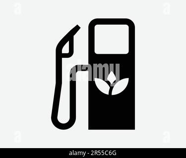 Biofuel Icon. Bio Fuel Gas Gasoline Eco Leaf Environmental Friendly Green Renewable Sign Symbol Black Artwork Graphic Illustration Clipart EPS Vector Stock Vector