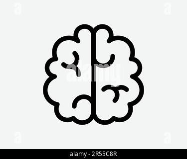 Brain Line Icon. Human Mind Intelligence Anatomy Organ Intellect Neurology Memory AI Sign Symbol Black Artwork Graphic Illustration Clipart EPS Vector Stock Vector