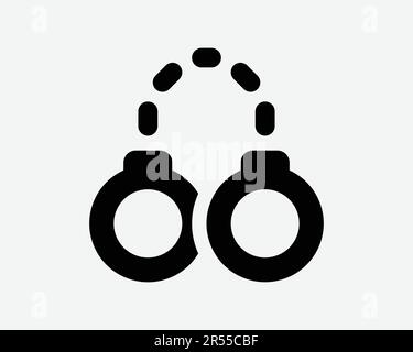 Handcuffs Chain Icon. Crime Criminal Police Law Justice Prisoner Arrest Jail Prison Sign Symbol Black Artwork Graphic Illustration Clipart EPS Vector Stock Vector