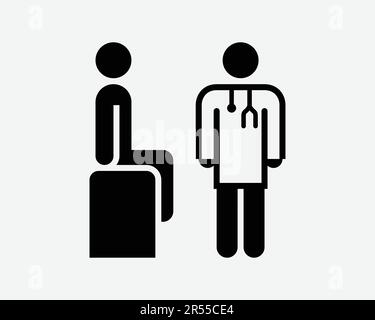 Doctor Visit Icon Patient Consultation Physician Room Care Consult Counseling Health Sign Symbol Black Artwork Graphic Illustration Clipart EPS Vector Stock Vector