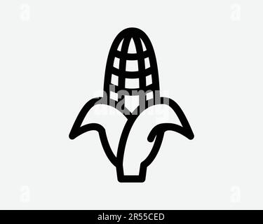 Corn Icon. Grain Maize Farm Agriculture Food Farming Harvest Crop Produce Corncob Sign Symbol Black Artwork Graphic Illustration Clipart EPS Vector Stock Vector