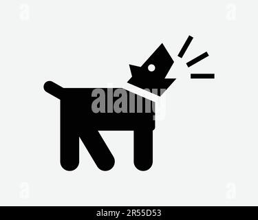 Dog Barking Icon. Puppy Barking Guard Aggressive Howl Beware Danger Hazard Caution Sign Symbol Black Artwork Graphic Illustration Clipart EPS Vector Stock Vector