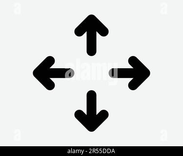 Four Arrows Pointing Out Icon. 4 Arrow Navigation Point Direction Position Zoom In Sign Symbol Black Artwork Graphic Illustration Clipart EPS Vector Stock Vector