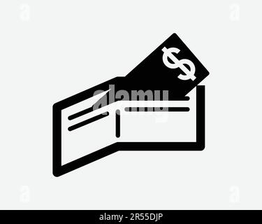 Wallet with Cash Icon. Money Finance Paper Currency Fold Folded Purse Banknotes Pay Sign Symbol Black Artwork Graphic Illustration Clipart EPS Vector Stock Vector