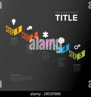 Progress process diagonal schema diagram infographic template made of ...