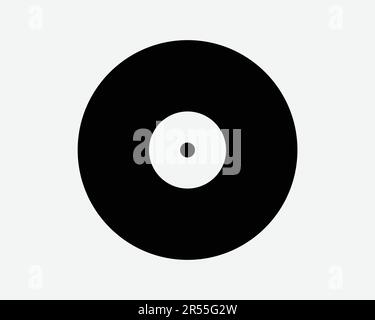 Vinyl Record Icon. Music Disc Round CD Recorder Album Stereo Sound DJ Musical Label Sign Symbol Black Artwork Graphic Illustration Clipart EPS Vector Stock Vector