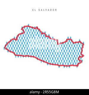 El Salvador population map. Stick figures Salvadoran people map with bold red translucent country border. Pattern of men and women icons. Isolated vec Stock Vector