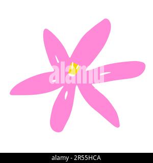 Vector abstract flower. Color blossom isolated on white background. Hand-drawn daisy. Cartoon pink petals Plant. Fresh bouquet sign. Symbol of summer, Stock Vector