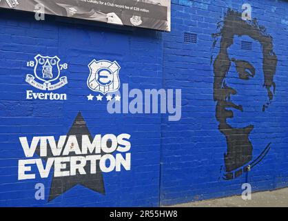 Vivamos EFC, Everton Football Club, Goodison Park Stadium, Goodison Rd, Liverpool , Merseyside, England, UK, L4 4EL Stock Photo