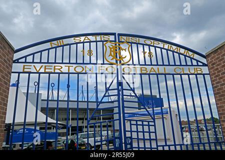 The gates at EFC, Everton Football Club, Goodison Park Stadium, Goodison Rd, Liverpool , Merseyside, England, UK, L4 4EL Stock Photo