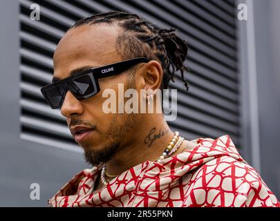 BARCELONA - 01/06/2023,  Lewis Hamilton (Mercedes) during the media day leading up to the Spanish Grand Prix. ANP SEM VAN DER WAL Stock Photo