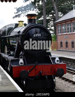 GWR Hall class locomotive No 7903 Foremarke Hall, running as No 6999 Capel Dewi Hall at Broadway during the GWSR Cotswold Festival of Steam 2023. Stock Photo