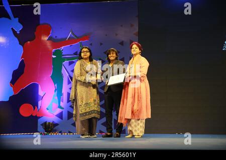 Bangladesh Women Football Team Captain Sabina Khatun won the Footballer of the year in the female category in the Bangladesh Sports Press Association Stock Photo