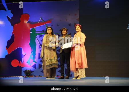 Bangladesh Women Football Team Captain Sabina Khatun won the Footballer of the year in the female category in the Bangladesh Sports Press Association Stock Photo