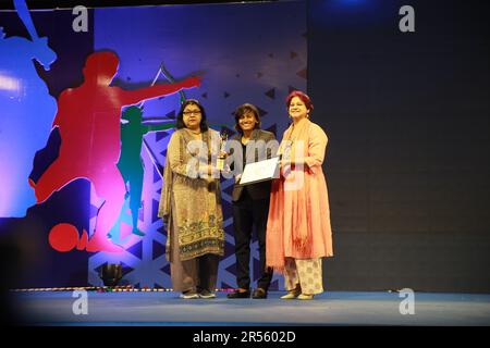 Bangladesh Women Football Team Captain Sabina Khatun won the Footballer of the year in the female category in the Bangladesh Sports Press Association Stock Photo