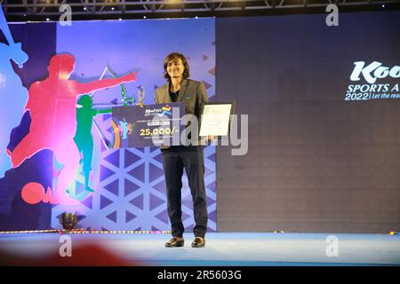 Bangladesh Women Football Team Captain Sabina Khatun won the Footballer of the year in the female category in the Bangladesh Sports Press Association Stock Photo