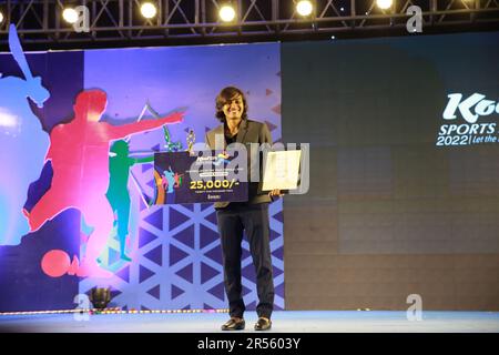 Bangladesh Women Football Team Captain Sabina Khatun won the Footballer of the year in the female category in the Bangladesh Sports Press Association Stock Photo