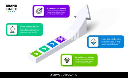 Infographic template with icons and 4 options or steps. 3d arrow. Can be used for workflow layout, diagram, banner, webdesign. Vector illustration Stock Vector