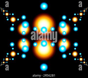 Abstract illustration of Atoms Converging in quantum Space Stock Photo