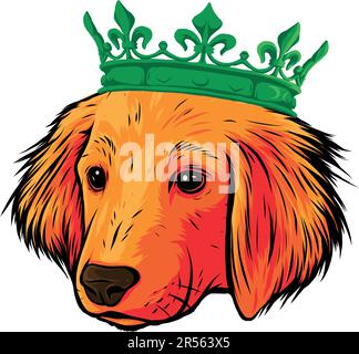 vector illustration of king Dog head on white background Stock Vector