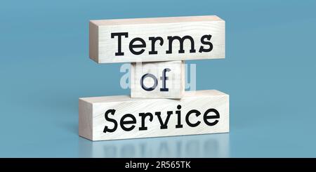 Terms of service - words on wooden blocks - 3D illustration Stock Photo