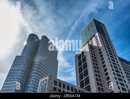 Modern Architecture, Hotel Motel One & Zoofenster Tower, Charlottenburg-Wilmersdorf, Berlin, Germany. The Zoofenster tower houses the Waldorf Astoria Stock Photo