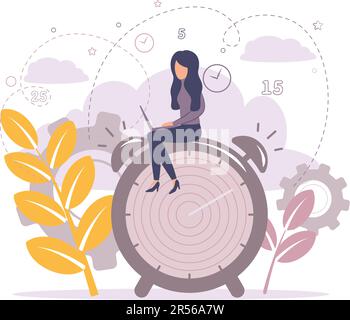 Time Management Vector Illustration with Clock Controls and Tasks ...