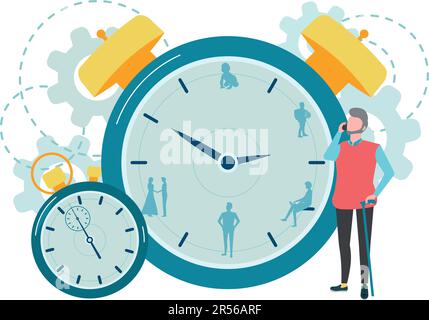 Time management. Time management. Projects and deadlines. Stock Vector