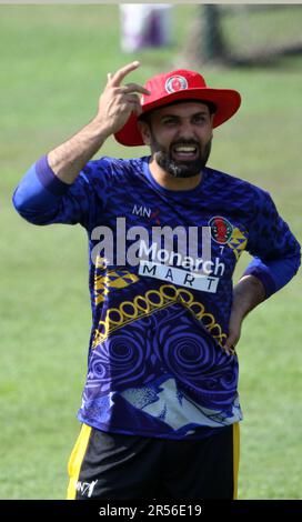 Mohammad Nabi, Afghanistan star player during Practice session at Sher-e-Bangla National Cricket Stadium, Mirpur, Dhaka, Bangladesh. Stock Photo