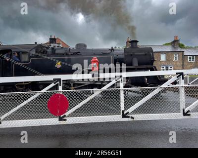 Level Crossing Barrier at Grosmont Train Station Stock Photo