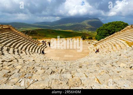 Ancient Greek Teatre, Calatafimi, Segesta; Sicilia; Italia;  Sicily, Italy. Stock Photo