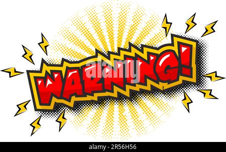 Warning sign. Comic pop art explosion speech bubble. Vector on transparent background Stock Vector