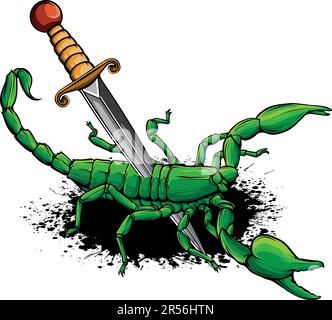 vector illustration of Scorpion with knife on white background Stock Vector