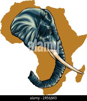 vector colored illustration of an African elephant head. Stock Vector