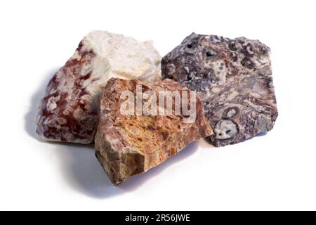 Pelitic Schist Rock isolated on White Background close up Stock Photo