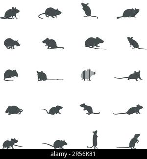 Mouse silhouette, Mouse rat mice silhouette,  Mouse vector art Stock Vector