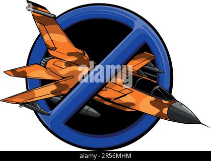 A ban on the use of jet fighters. Vector image isolated on a white background. Stock Vector